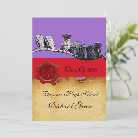 AFSTUDEREN VAN DE LEERWEG WAX SEAL MONOGRAM KAART (Staand voorkant)