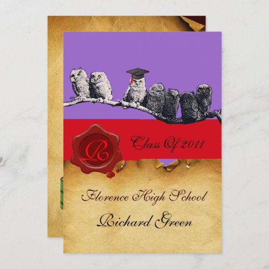 AFSTUDEREN VAN DE LEERWEG WAX SEAL MONOGRAM KAART (Voorkant / Achterkant)