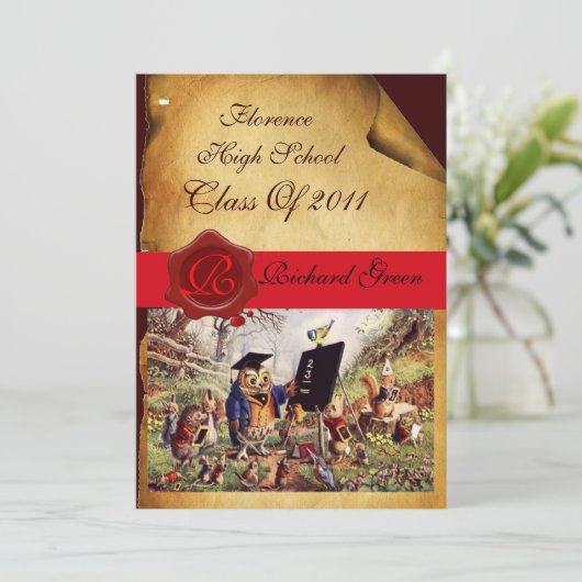 AFSTUDEREN VAN DE LEERWEG WAX SEAL MONOGRAM KAART (Staand voorkant)