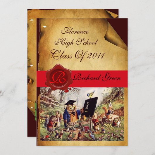 AFSTUDEREN VAN DE LEERWEG WAX SEAL MONOGRAM KAART (Voorkant / Achterkant)