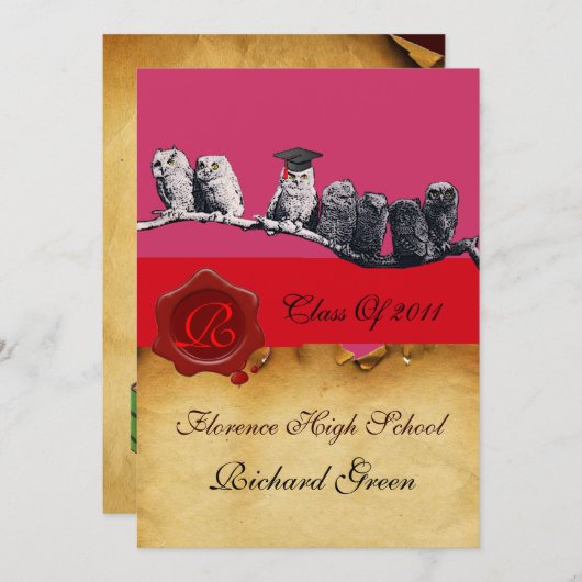 AFSTUDEREN VAN DE LEERWEG WAX SEAL MONOGRAM KAART (Voorkant / Achterkant)