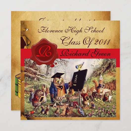 AFSTUDEREN VAN DE LEERWEG WAX SEAL MONOGRAM KAART (Voorkant / Achterkant)