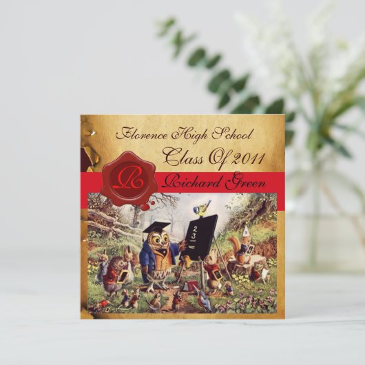 AFSTUDEREN VAN DE LEERWEG WAX SEAL MONOGRAM KAART (Staand voorkant)