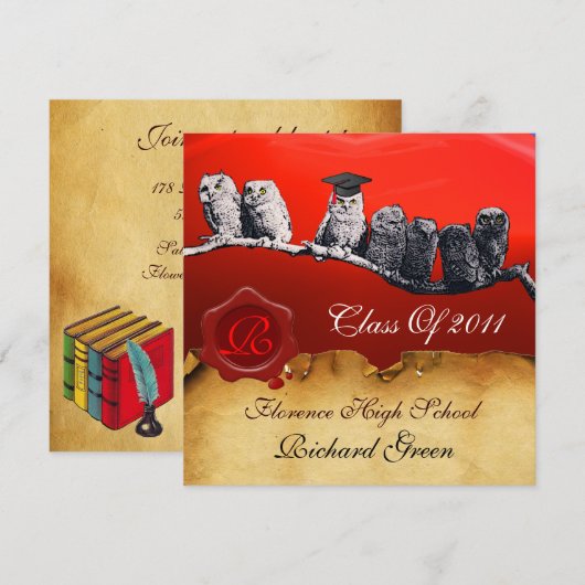 AFSTUDEREN VAN DE LEERWEG WAX SEAL MONOGRAM KAART (Voorkant / Achterkant)