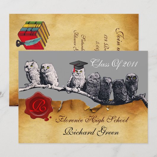 AFSTUDEREN VAN DE LEERWEG WAX SEAL MONOGRAM KAART (Voorkant / Achterkant)