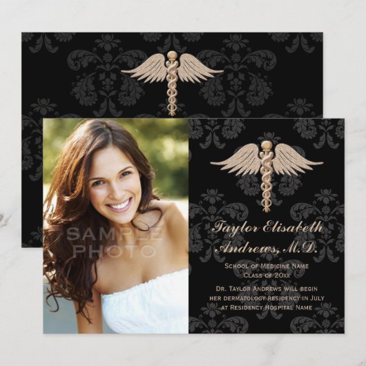 Afstuderen van de Medische School Aankondiging Bla (Voorkant / Achterkant)