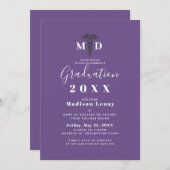 Afstuderen van de Medische School Caduceus Paars S Kaart (Voorkant / Achterkant)