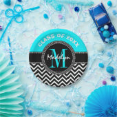 Afstuderen van de middelbare school Monogram Chevr Papieren Bordje (Feest)