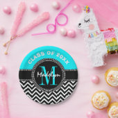 Afstuderen van de middelbare school Monogram Chevr Papieren Bordje (Feest)