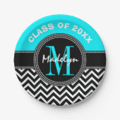 Afstuderen van de middelbare school Monogram Chevr Papieren Bordje (Voorkant)