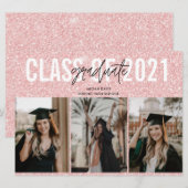 Afstuderen van de middelbare school Roze drie Foto (Voorkant / Achterkant)