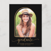 Afstuderen van de moderne Arch Black Gold Photo Aankondigingskaart (Voorkant)