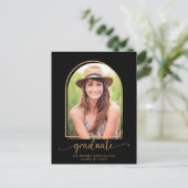 Afstuderen van de moderne Arch Black Gold Photo Aankondigingskaart (Staand voorkant)