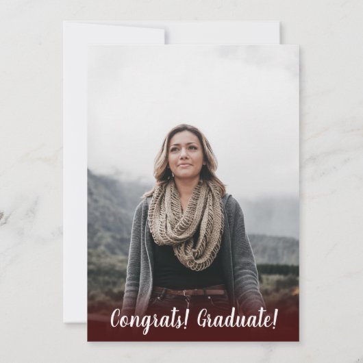 Afstuderen van de moderne rode bogundy-minimalisti kaart (Achterkant)