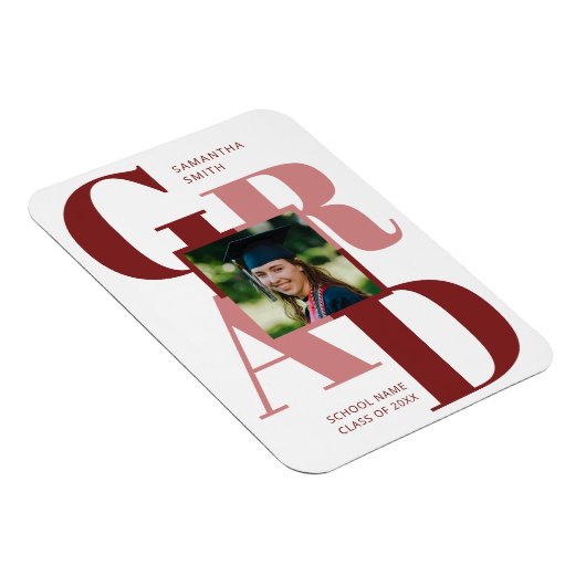 Afstuderen van de moderne Rode Rendy Typografie Fo Magneet (Rechterzijde)