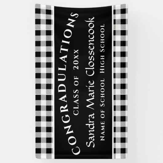 Afstuderen van de moderne School Black White Buffa Spandoek (Verticaal)