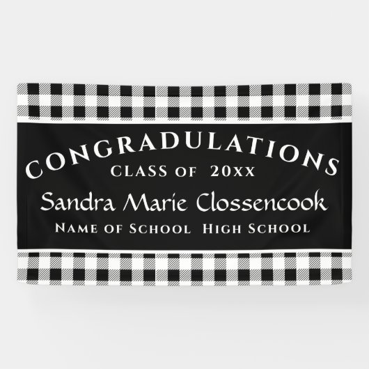 Afstuderen van de moderne School Black White Buffa Spandoek (Horizontaal)