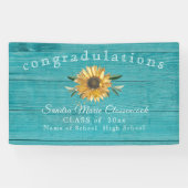 Afstuderen van de moderne zonnebloem Rustic blauwg Spandoek (Horizontaal)