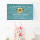 Afstuderen van de moderne zonnebloem Rustic Wood B Spandoek (Insitu)