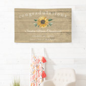 Afstuderen van de moderne zonnebloem Rustic Wood B Spandoek (Insitu)