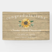 Afstuderen van de moderne zonnebloem Rustic Wood B Spandoek (Horizontaal)