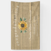 Afstuderen van de moderne zonnebloem Rustic Wood B Spandoek (Verticaal)