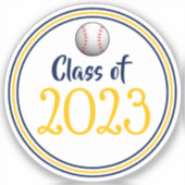 Afstuderen van de Navy & Gold Baseball-klasse Sticker (Voorkant)