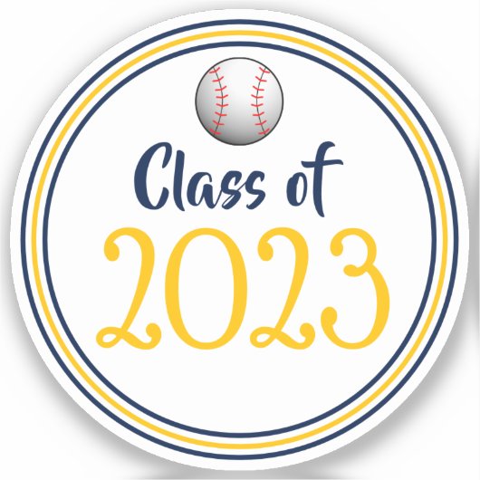 Afstuderen van de Navy & Gold Baseball-klasse Sticker (Voorkant)