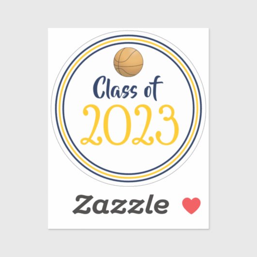 Afstuderen van de Navy & Gold Basketball-klasse Sticker (Vel)
