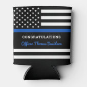 Afstuderen van de politie Thin Blue Line felicitee Blikjeskoeler (Voorkant)