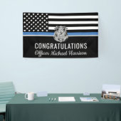 Afstuderen van de politie Thin Blue Line felicitee Spandoek (Beurs)