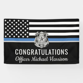 Afstuderen van de politie Thin Blue Line felicitee Spandoek