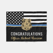 Afstuderen van de politieacademie Thin Blue Line F Fleece Deken (Voorkant (Horizontaal))