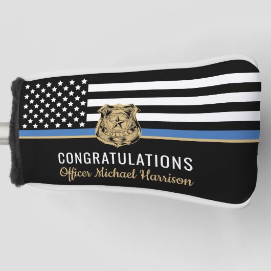 Afstuderen van de politieacademie Thin Blue Line F Golfheadcover (Voorkant)