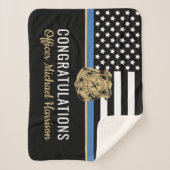 Afstuderen van de politieacademie Thin Blue Line F Sherpa Deken (Voorkant)