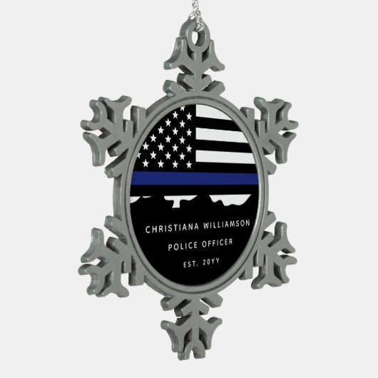 Afstuderen van de Politieacademie van de douane Tin Sneeuwvlok Ornament (Links)