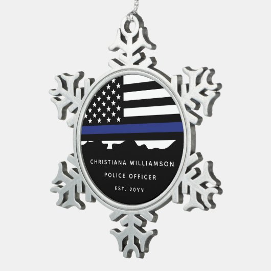 Afstuderen van de Politieacademie van de douane Tin Sneeuwvlok Ornament (Rechts)