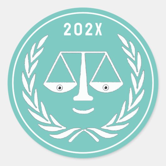 Afstuderen van de rechtenfaculteit 2025 ronde sticker (Voorkant)