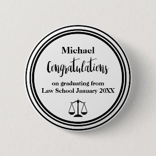 Afstuderen van de rechtenfaculteit Gefeliciteerd B Ronde Button 5,7 Cm