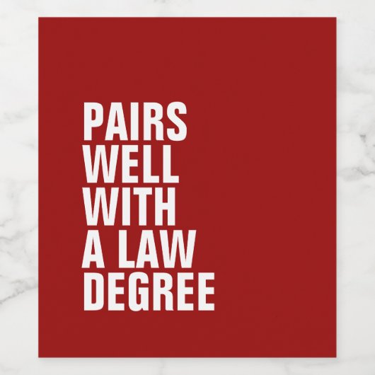 Afstuderen van de rechtenschool grappig rood wijn etiket (Enkel label)