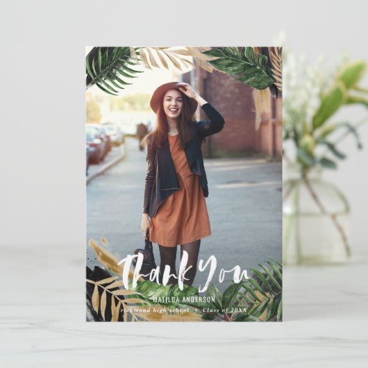 Afstuderen van de schilderde tropische foto bedank (Staand voorkant)