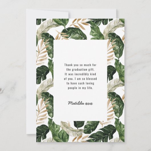 Afstuderen van de schilderde tropische foto bedank (Achterkant)