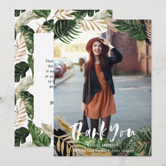 Afstuderen van de schilderde tropische foto bedank (Voorkant / Achterkant)