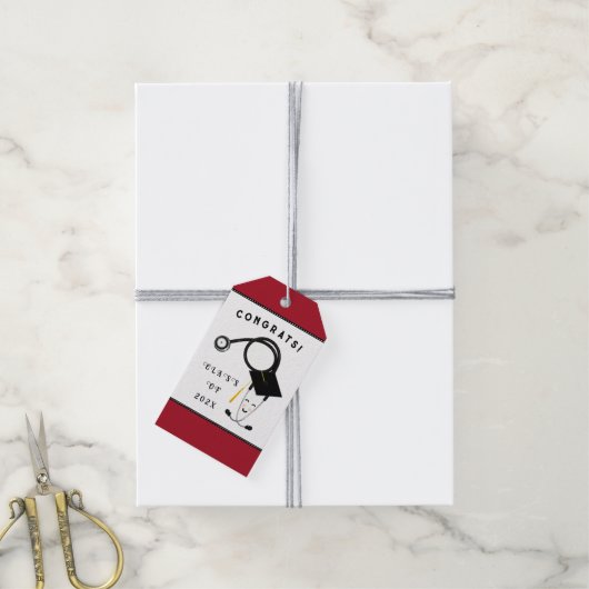 Afstuderen van de verpleegschool cadeaulabel (Met Touw)