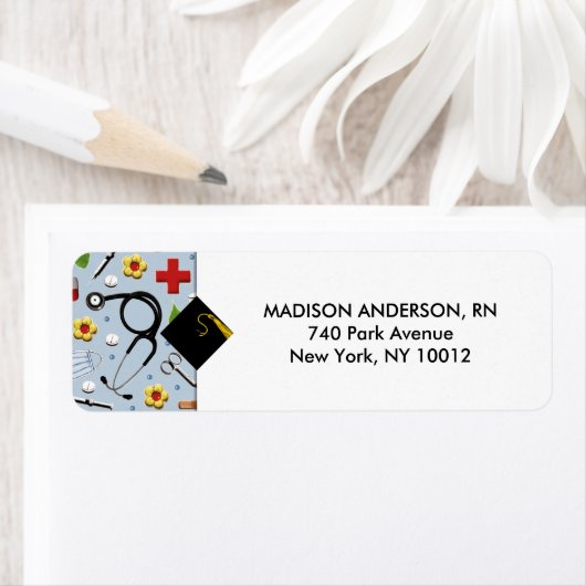 Afstuderen van de verpleegschool etiket (Insitu)