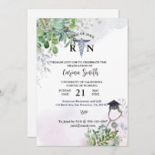 Afstuderen van de verpleegschool Floral Paars Bota Kaart (Voorkant / Achterkant)