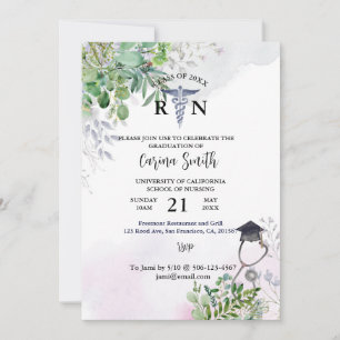 Afstuderen van de verpleegschool Floral Paars Bota Kaart