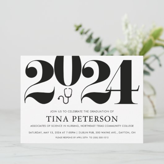 Afstuderen van de verpleegschool kaart (Staand voorkant)