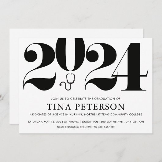 Afstuderen van de verpleegschool kaart (Voorkant / Achterkant)