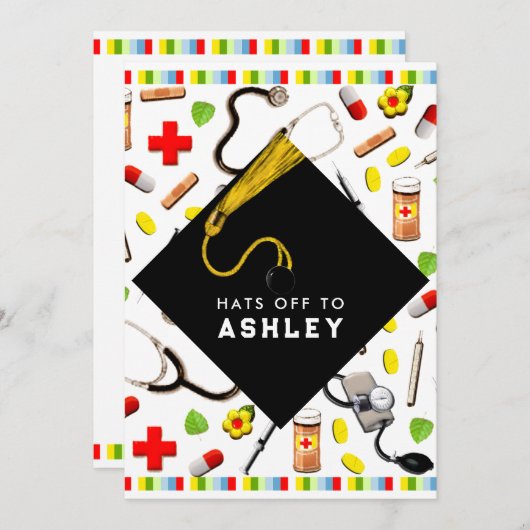 Afstuderen van de verpleegschool kaart (Voorkant / Achterkant)